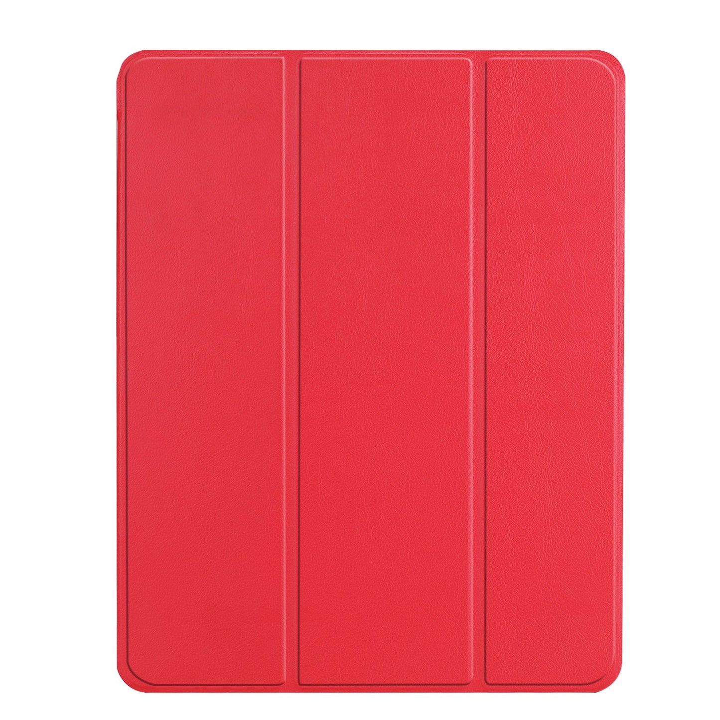 Ein geschlossenes, dreifach gefaltetes rotes ArktisPRO iPad 11" (2022/2025) PREMIUM SmartCase ist flach liegend mit der Vorderseite nach oben auf einem weißen Hintergrund abgebildet.
