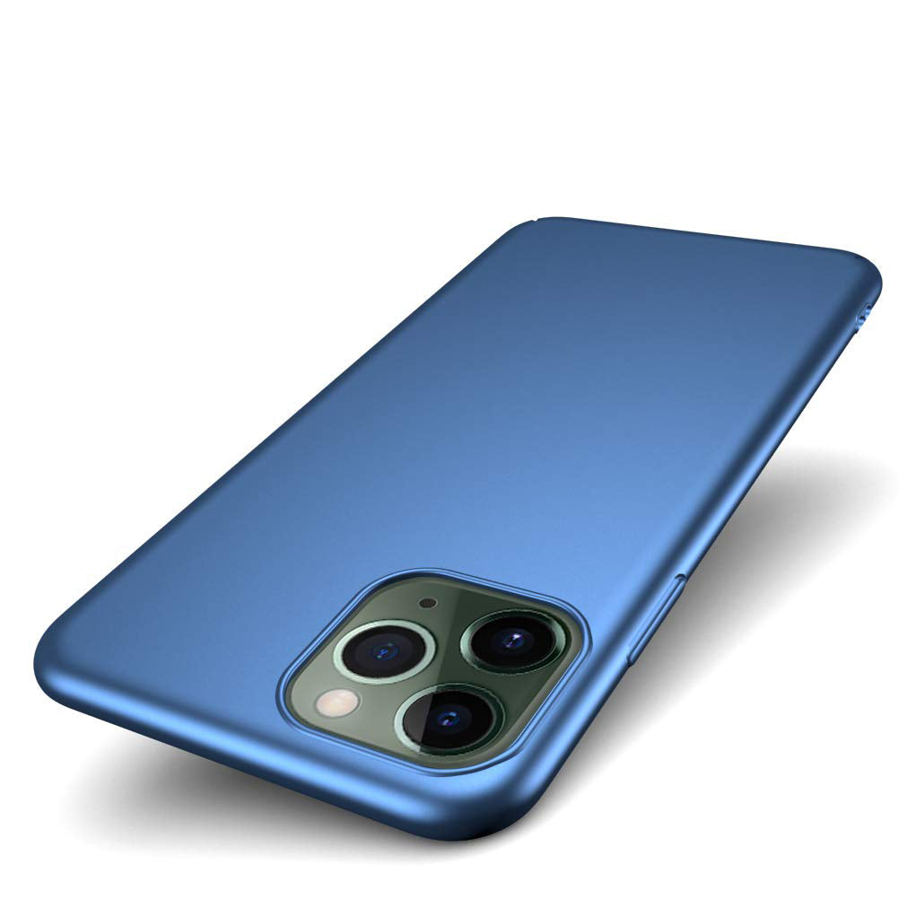 Das ArktisPRO iPhone 11 Pro Hülle UltraSlim Hardcase in Blau, mit präziser Kameraaussparung, ist auf weißem Hintergrund abgebildet.