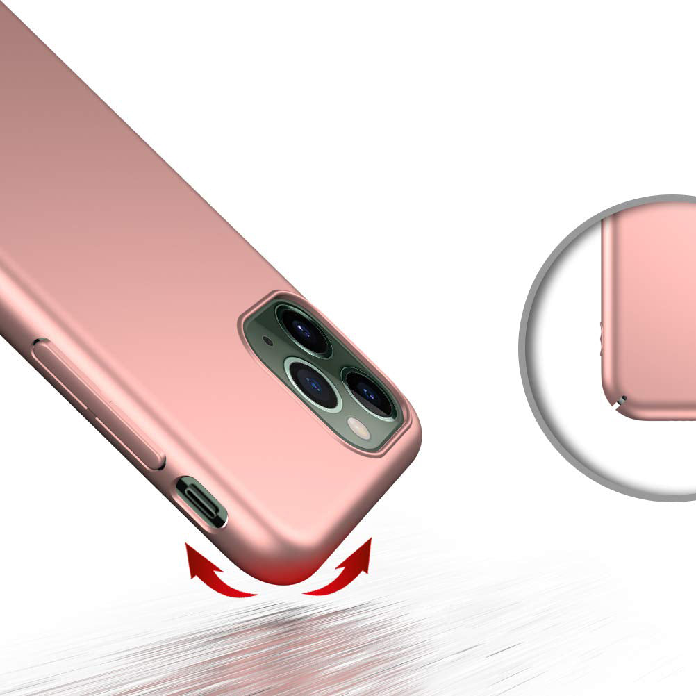 Das ArktisPRO iPhone 11 Pro Hülle UltraSlim Hardcase in Roségold verfügt über verstärkte, stoßdämpfende Ecken und hebt Ihr Telefon von Oberflächen ab. Hergestellt aus robustem Polycarbonat für erstklassigen Schutz.