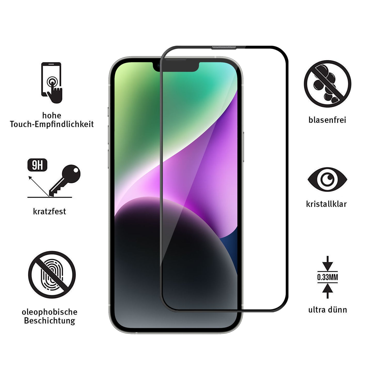 ArktisPRO iPhone 14 Plus FULL COVER Displayschutz GLAS - hüllenfreundlich - 3er Set