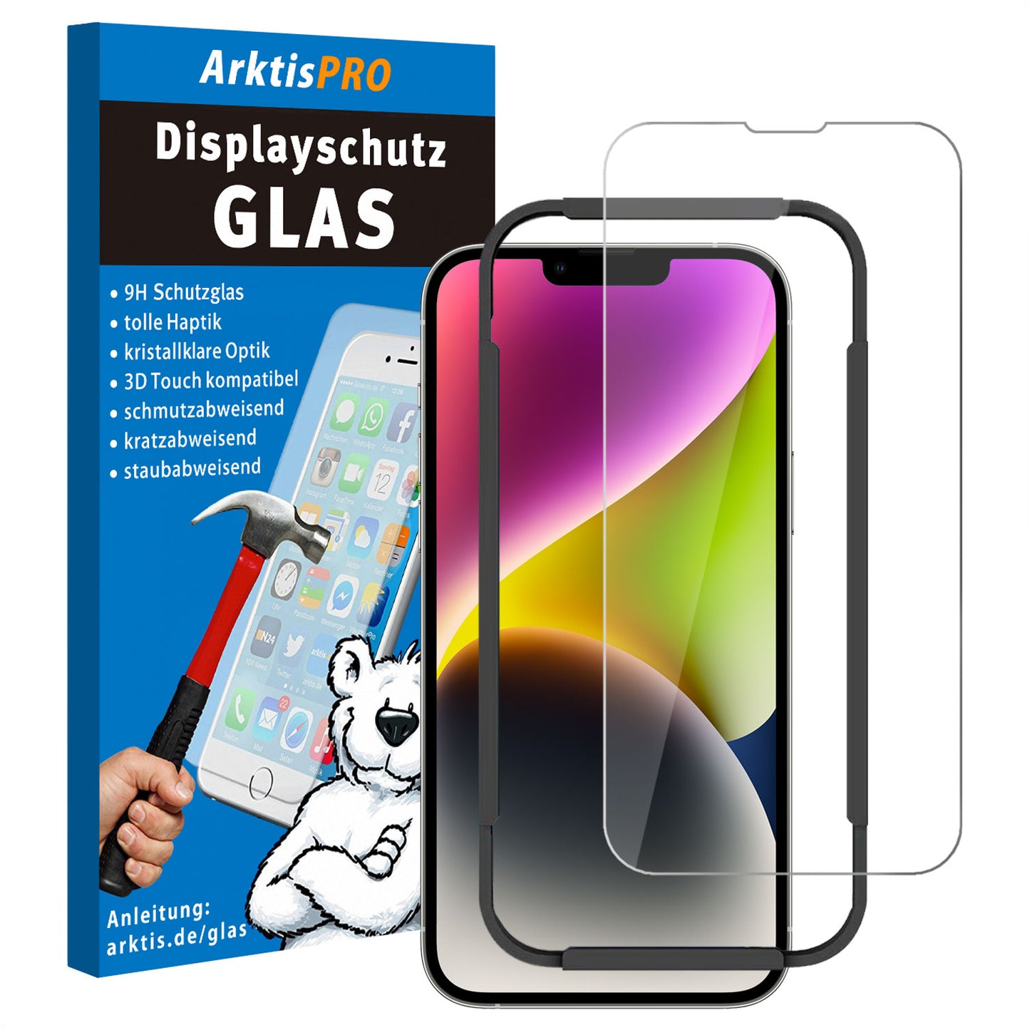 ArktisPRO iPhone 14 Plus Displayschutz GLAS