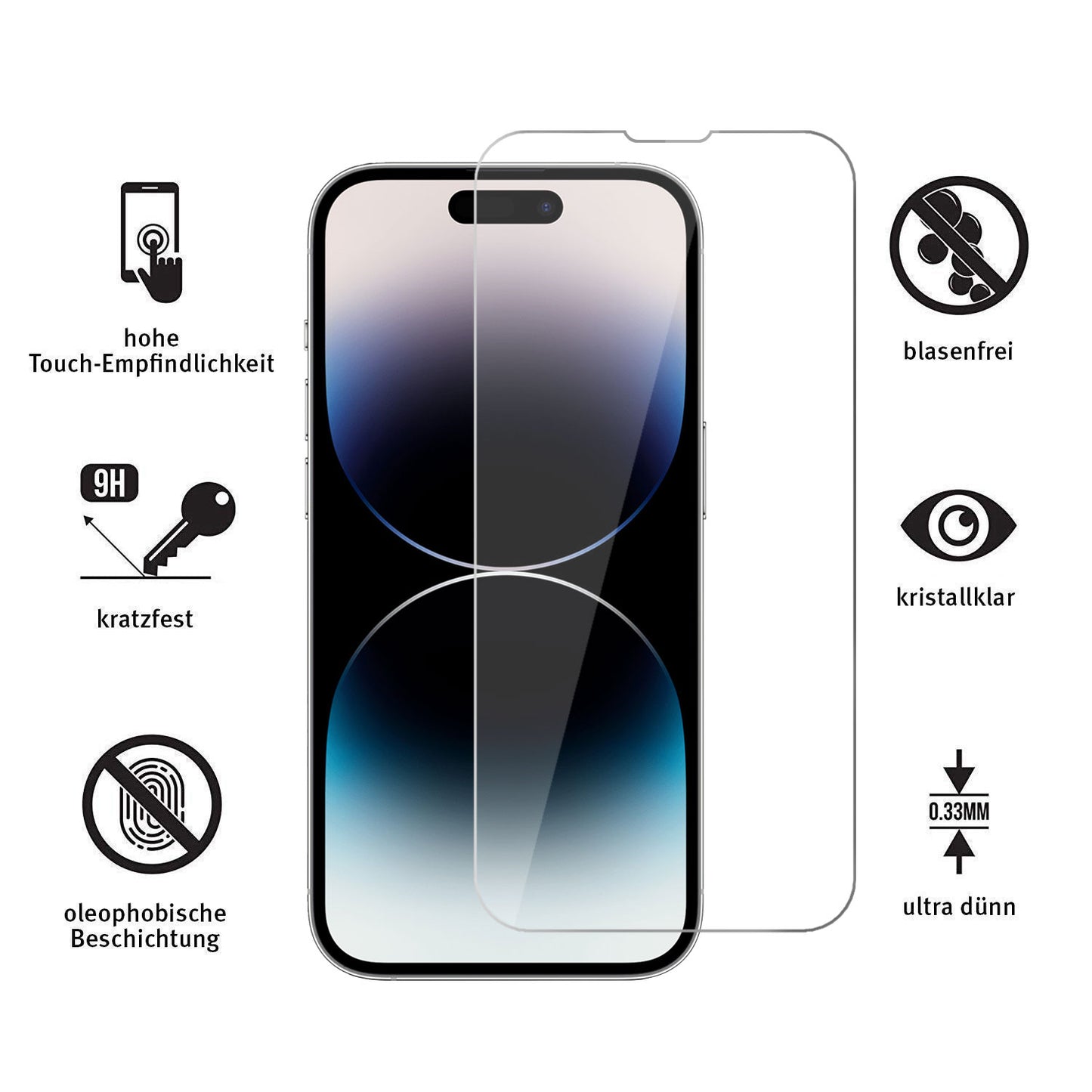 ArktisPRO iPhone 14 Pro Max Displayschutz GLAS - 2er Set