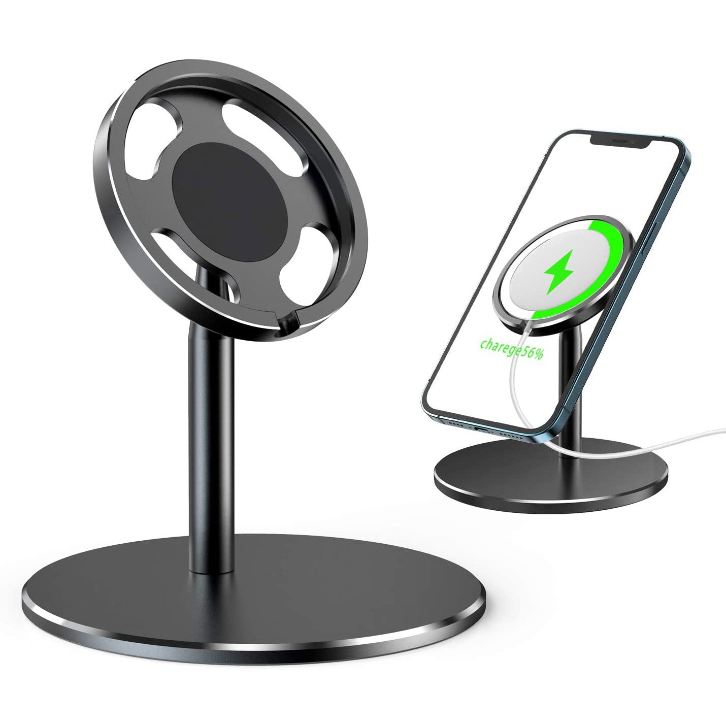 Die verstellbare Aluminium-Ladestation ArktisPRO für MagSafe lädt Ihr iPhone aufrecht mit optimalem Blickwinkel, während das MagSafe-Symbol beim Laden aufleuchtet.