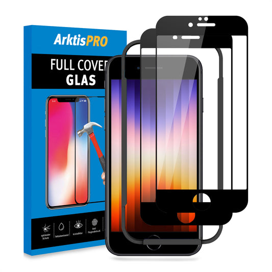 ArktisPRO iPhone SE (2022/2020) FULL COVER Displayschutz  GLAS - hüllenfreundlich - 2er Set