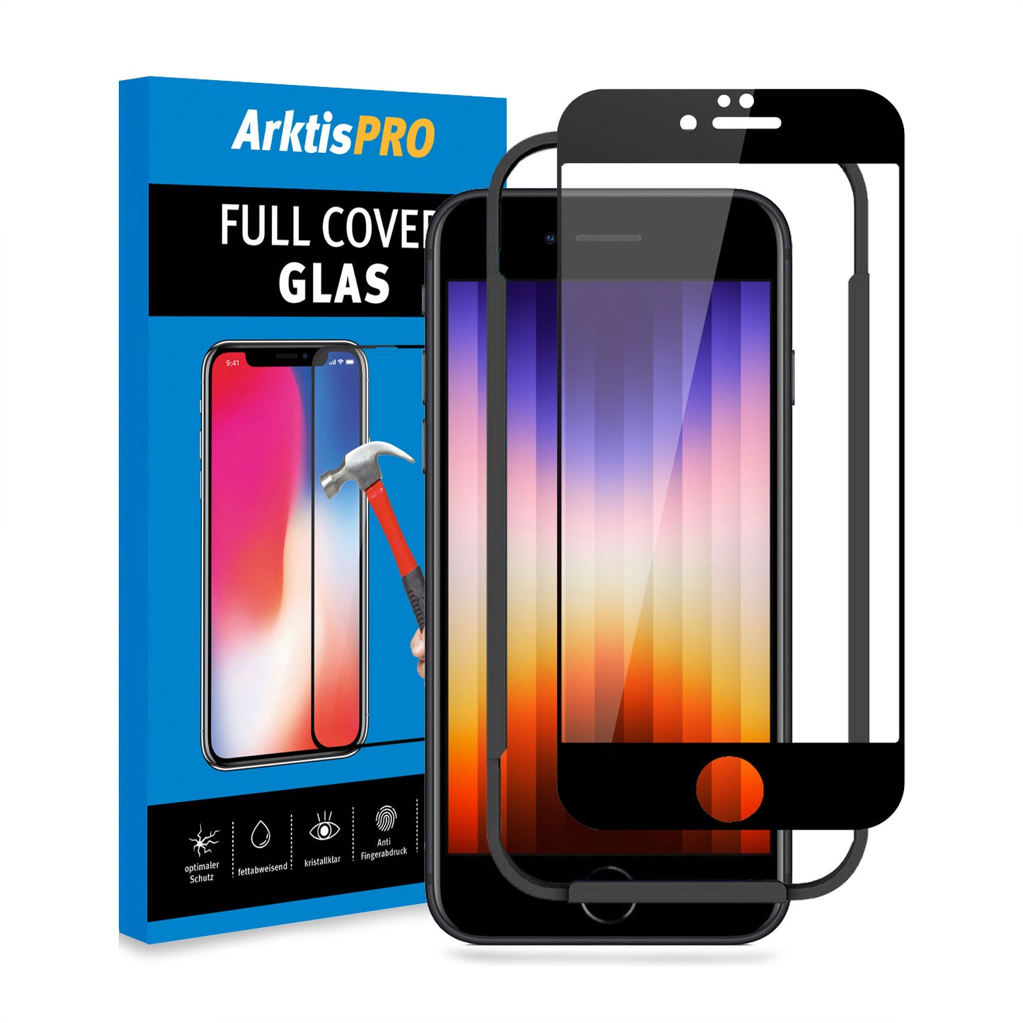 ArktisPRO iPhone SE (2022/2020) FULL COVER Displayschutz GLAS - hüllenfreundlich