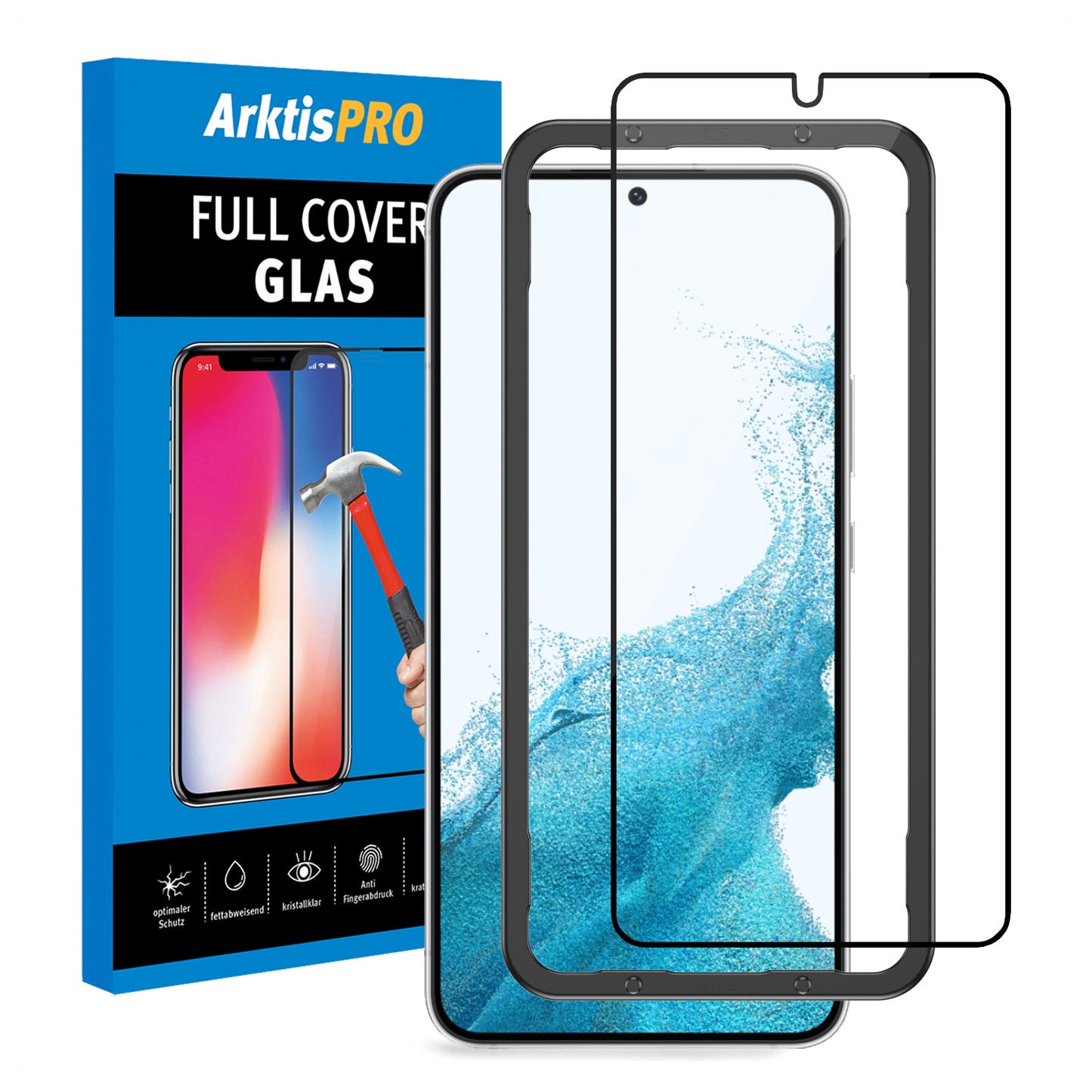 ArktisPRO Samsung Galaxy S22 FULL COVER Displayschutz GLAS - hüllenfreundlich