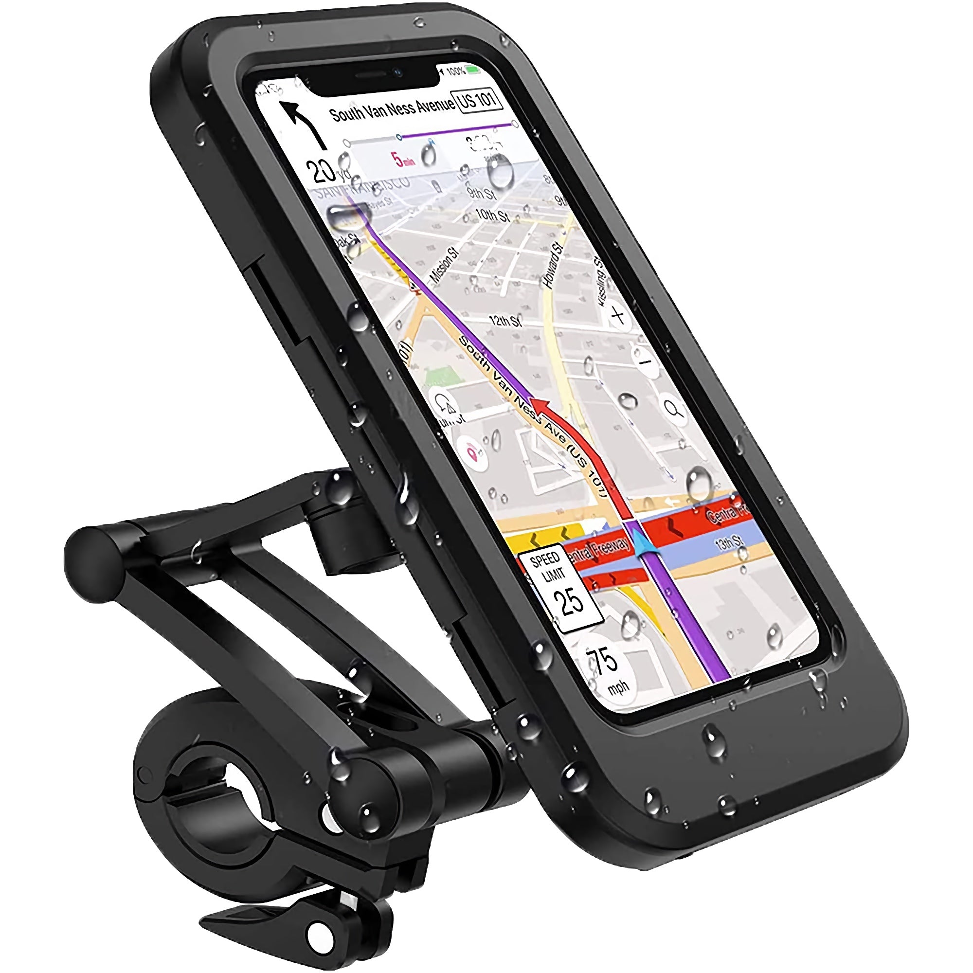 FISCHER Fahrrad Universal 360° Fahrrad-Halterung Lenker-Halter Handy- Halterung, (Universell für Smartphone von 4 bis 7, drehbar, mit  Sicherungsband)
