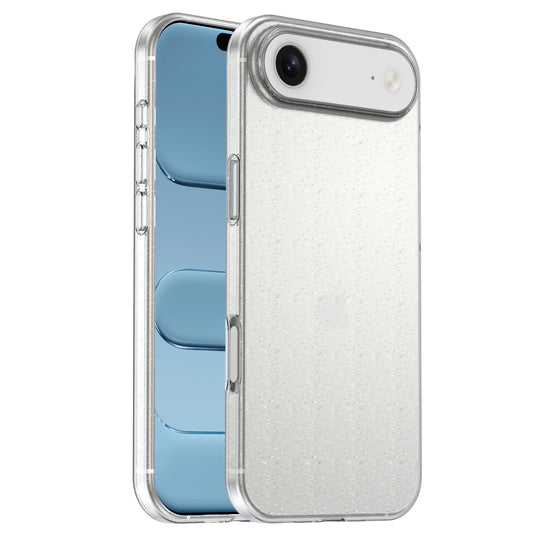 Zwei Smartphones präsentieren das arktis iPhone Air Glitter Case - eines hebt die glitzernde Rückseite hervor, während das andere den Bildschirm zeigt und so den schimmernden Spaß dieser arktis Schutzhülle hervorhebt.