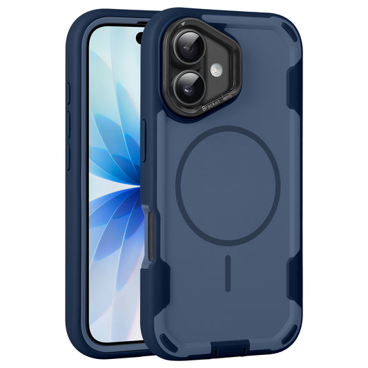 Das arktis iPhone 17 Sentinel Case ist eine blaue, robuste Outdoor-Hülle, die auf einem Smartphone mit geblümtem Hintergrundbild und zwei rückwärtigen Kameras abgebildet ist und robusten 360-Grad-Schutz für alltägliche Abenteuer bietet.