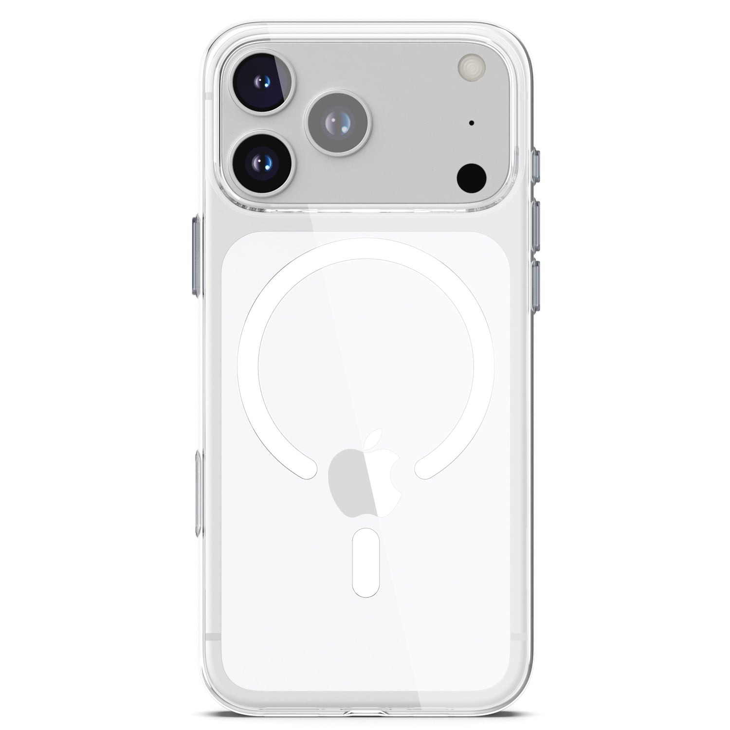 Das arktis iPhone 17 Pro Max Clear Case mit MagSafe schützt stilvoll, zeigt Apple Logo und Dual-Kamera dank transparentem Design und integriertem MagSafe-Ring.