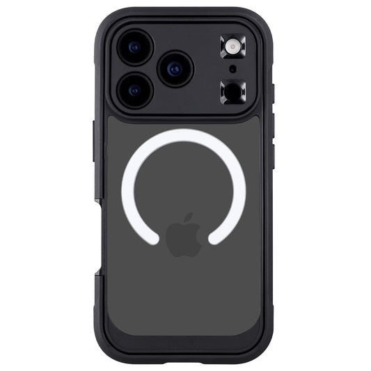 Das arktis iPhone 17 Pro Max Defender Case in Schwarz verfügt über einen MagSafe Ring, ein sichtbares Apple Logo auf der Rückseite und bietet 360-Grad-Schutz für Ihr Gerät.