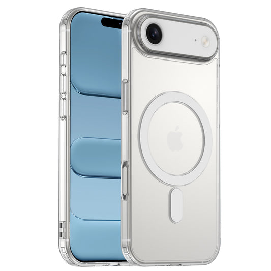 Die arktis iPhone Air PureCase mit MagSafe: Stoßfeste, transparente Hülle von arktis für das iPhone - Vorder- und Rückseite sichtbar, mit MagSafe-kompatiblem Ring.