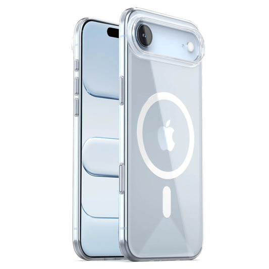 Zwei arktis iPhone Air Clear Cases mit MagSafe: eine Hülle zeigt das iPhone-Display, die andere die Rückseite mit weißem MagSafe-Ring-Design.