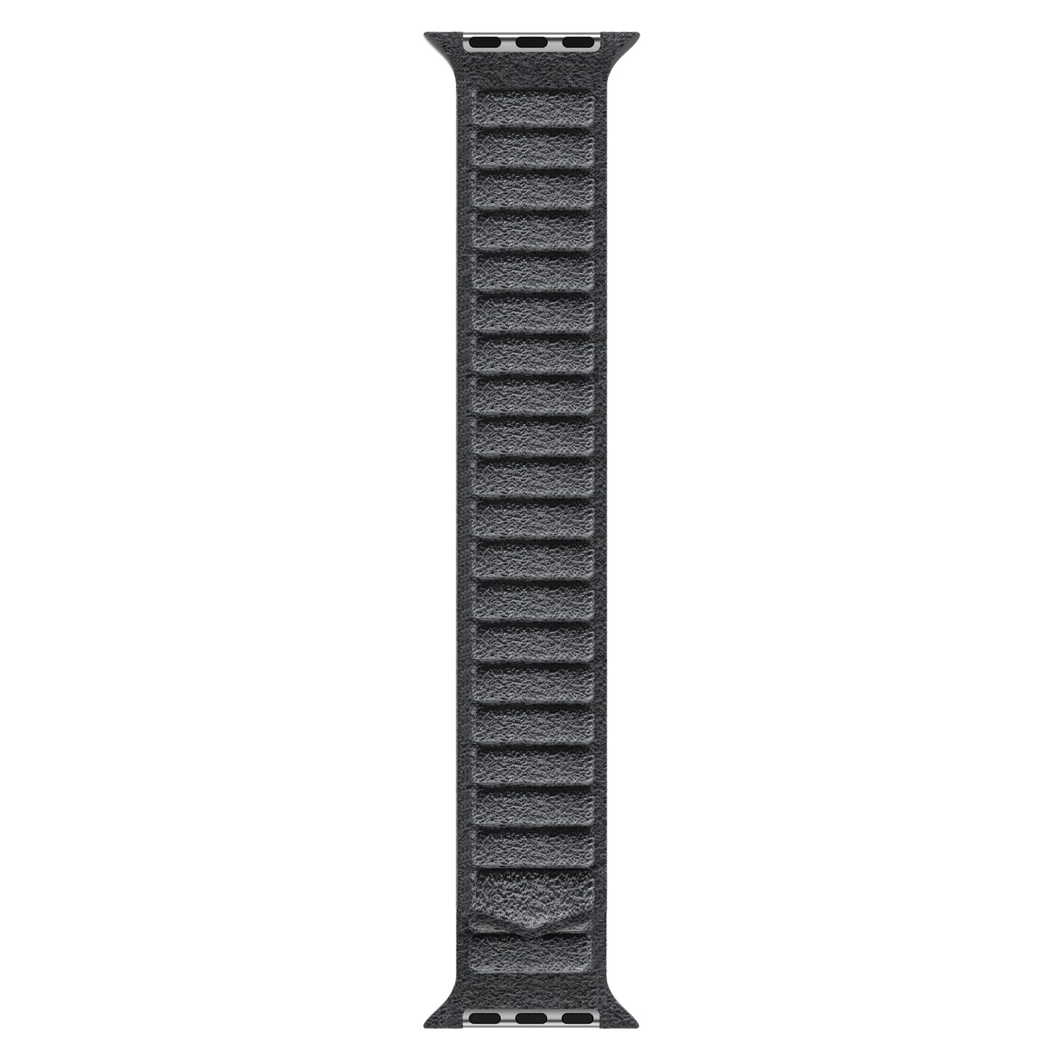 Das arktisband Apple Watch magnetisches Armband aus Alcantara ist ein schwarzes, rechteckiges Band mit gerillten Segmenten. Es wird in Italien aus hochwertigem Alcantara hergestellt und kombiniert Stil und Haltbarkeit für Ihre Apple Watch.