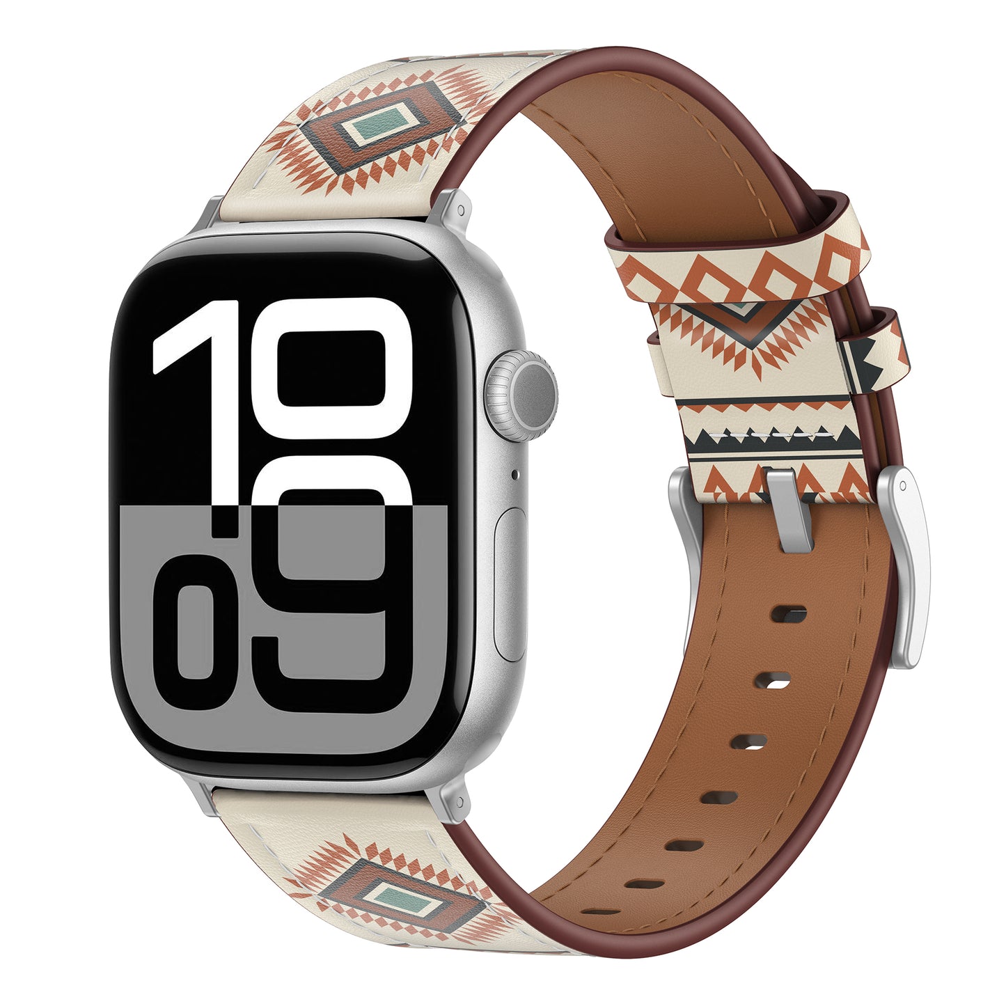 Das arktisband Apple Watch Lederarmband "Studio" von arktisband besticht durch ein geometrisch gemustertes Echtlederband und eine große digitale Zeitanzeige für einen individuellen Look.