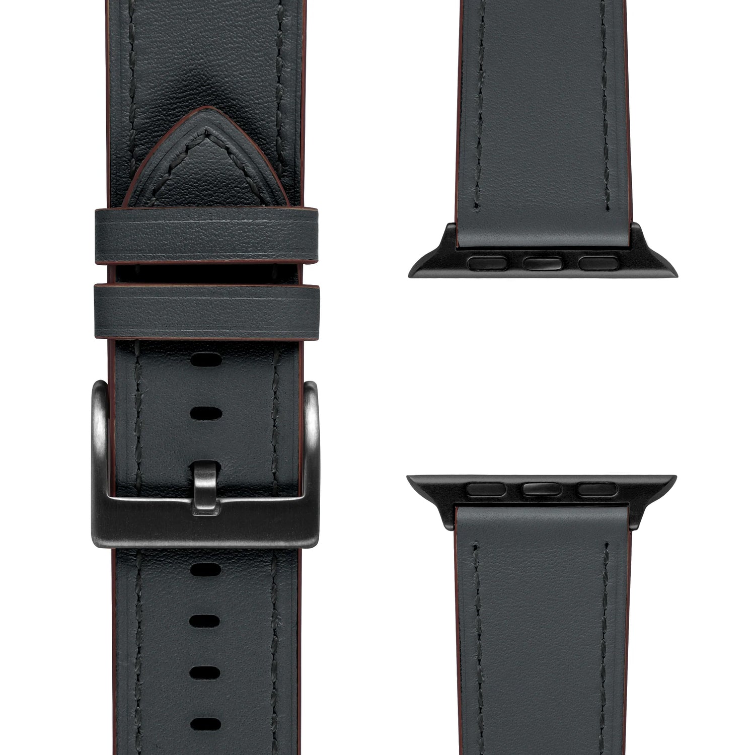 Das arktisband Apple Watch Lederarmband "Premium" von arktisband zeigt sich in Schwarz mit Metallschließe und passenden Apple Watch Verbindern - kompatibel mit Apple Watch und vielseitig elegant.