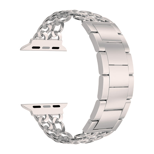 Das Arktisband Apple Watch Armband „Princess“ verfügt über eine glanzvolle Gliederstruktur mit einer Mischung aus Ketten- und Vollgliedern sowie Anschlüssen an jedem Ende zur einfachen Befestigung an Ihrer Smartwatch.
