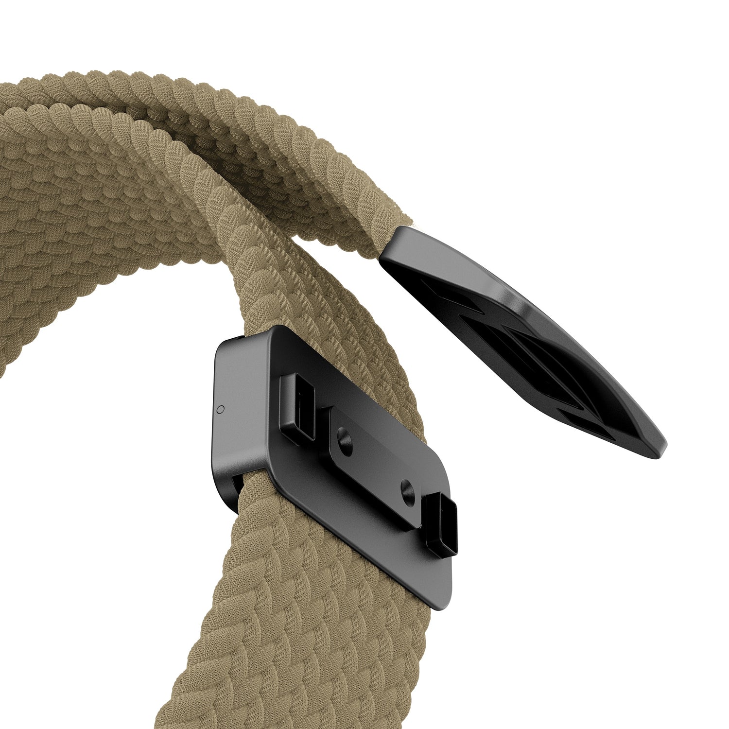 Beiges Arktisband – Geflochtenes Apple Watch Ultra-Armband Casual mit schwarzem Magnetverschluss.