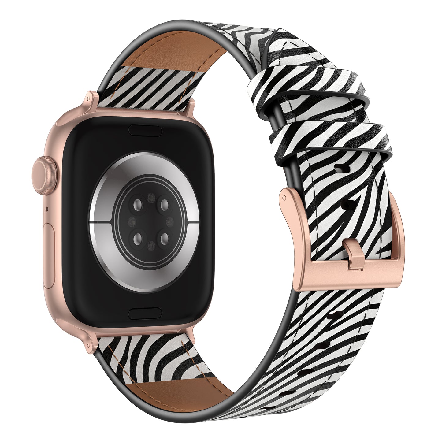 Das arktisband Apple Watch Lederarmband "Studio" besticht durch sein stylisches schwarz-weißes Zebrastreifendesign und ist damit die perfekte Wahl für alle, die individuellen Stil lieben.