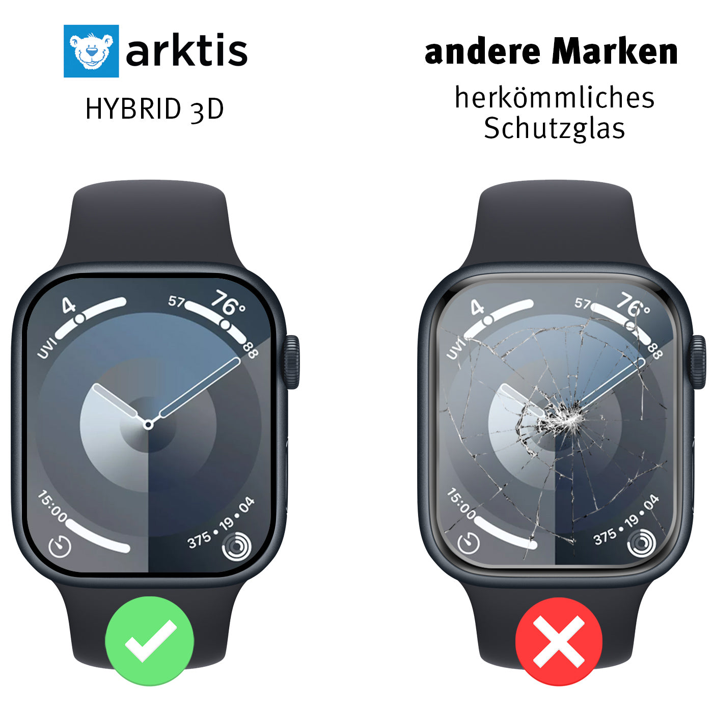 arktis Apple Watch Schutzfolie HYBRID 3D