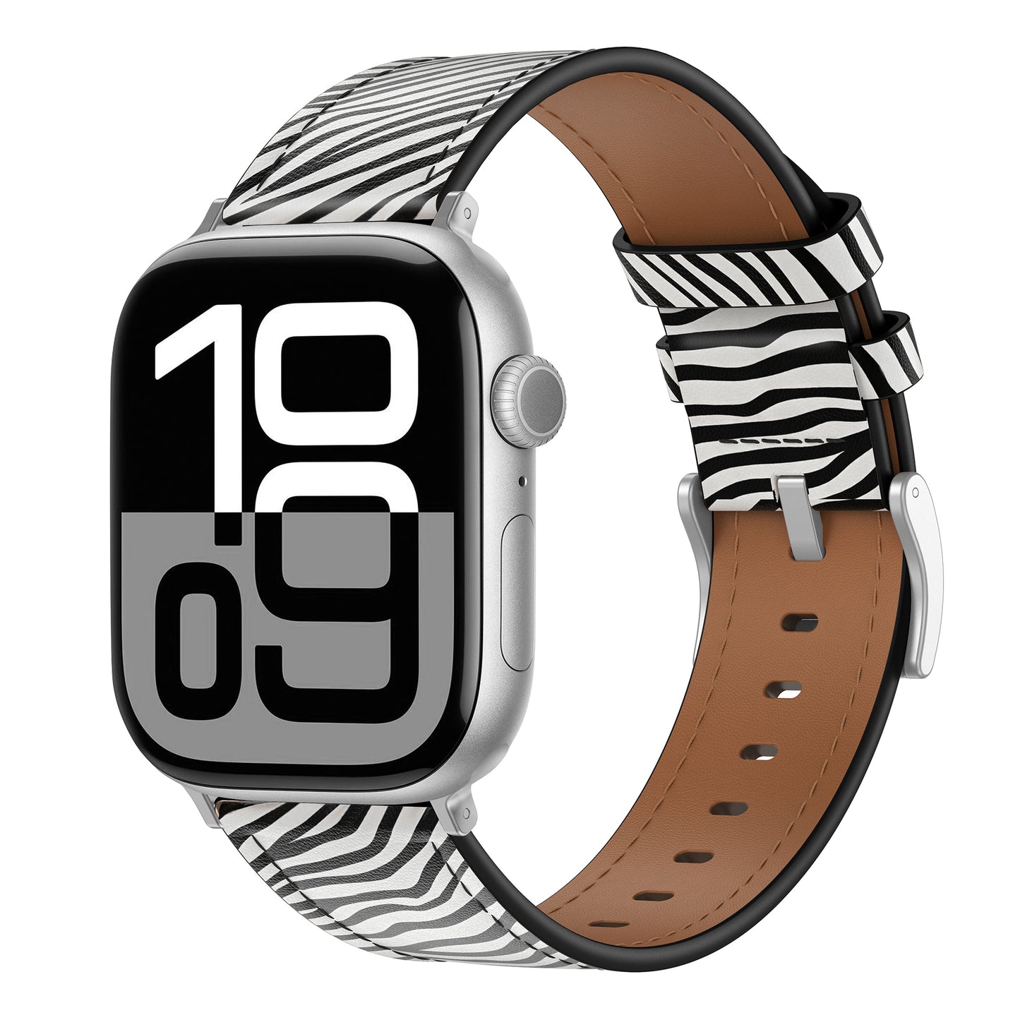 Das arktisband Apple Watch Lederarmband "Studio" ist ein auffälliges, schwarz-weißes Lederarmband mit Zebrastreifen für die Apple Watch - ideal für alle, die einen einzigartigen, stilvollen Look wünschen.