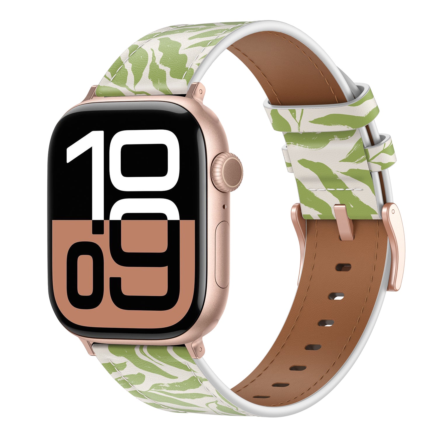 Das arktisband Apple Watch Lederarmband "Studio" bietet mit seiner auffälligen Digitalanzeige und dem stylischen grün-weißen Design von arktisband eine einzigartige Individualität für Ihren Look.