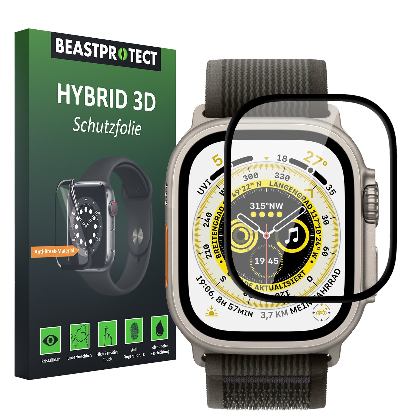 Beastprotect Apple Watch Schutzfolie HYBRID 3D