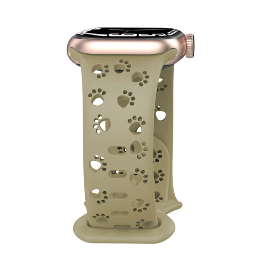 Das arktisband Apple Watch Silikonarmband "Paw" in Beige von arktisband ist mit einem niedlichen Pfotenabdruck versehen, der Ihrer Apple Watch einen ganz besonderen Charme verleiht.