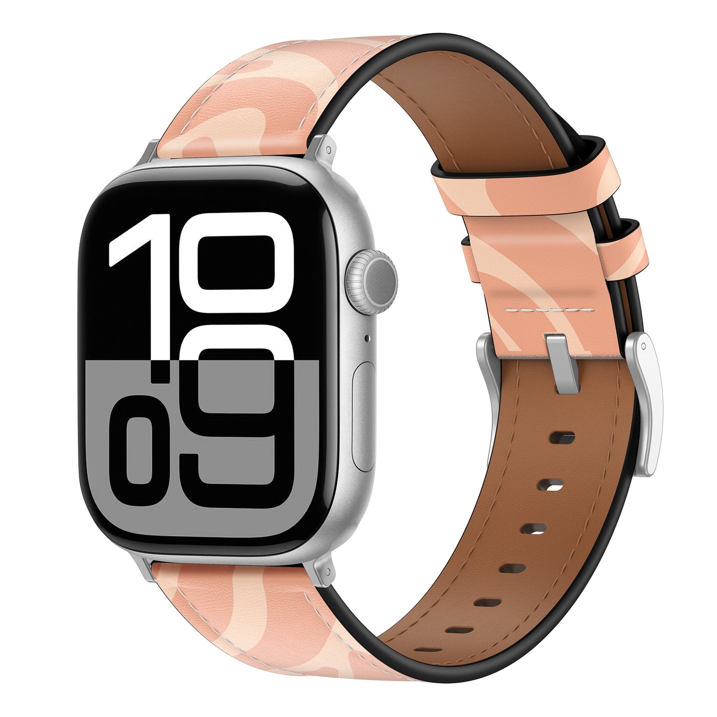 Das arktisband Apple Watch Lederarmband "Studio" besticht durch sein einzigartiges rosa Camo-Design, mit dem Sie Ihre Smartwatch mit einem auffälligen Stil und einem großen digitalen Display personalisieren können.