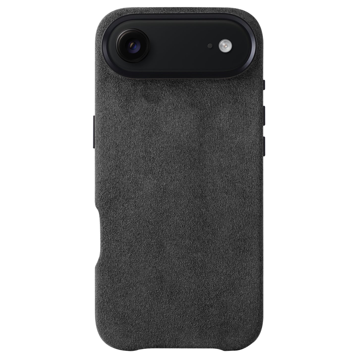 Die arktis iPhone Air Hülle aus Alcantara in Schwarz verfügt über eine strukturierte Oberfläche, zeigt die rückwärtige Kamera und die seitlichen Tasten und ist für zusätzlichen Komfort MagSafe kompatibel.