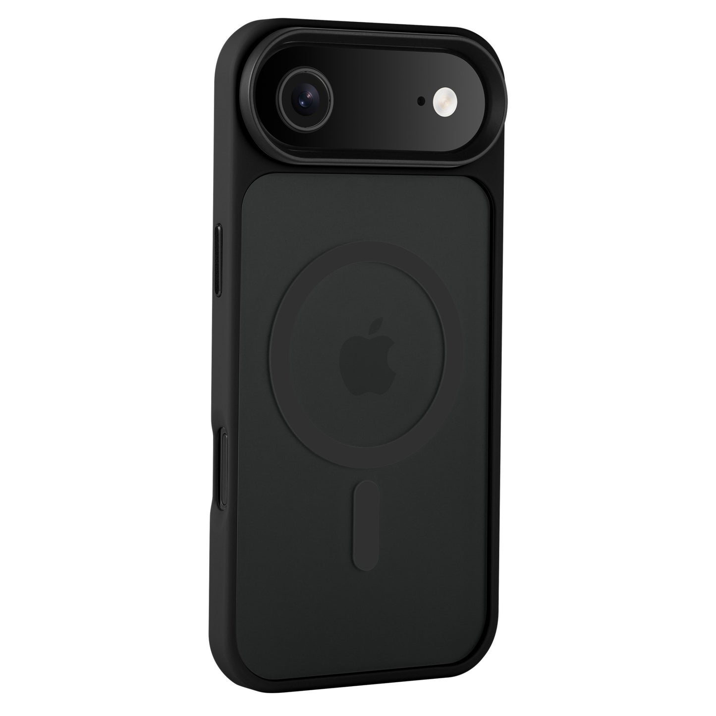 Das Arktis iPhone Air Solid Case mit MagSafe von Arktis bietet ein elegantes schwarzes Design, eine matte Oberfläche, präzise Kamera- und Blitzausschnitte, MagSafe-Kompatibilität und ein Apple-Logo auf der Rückseite.