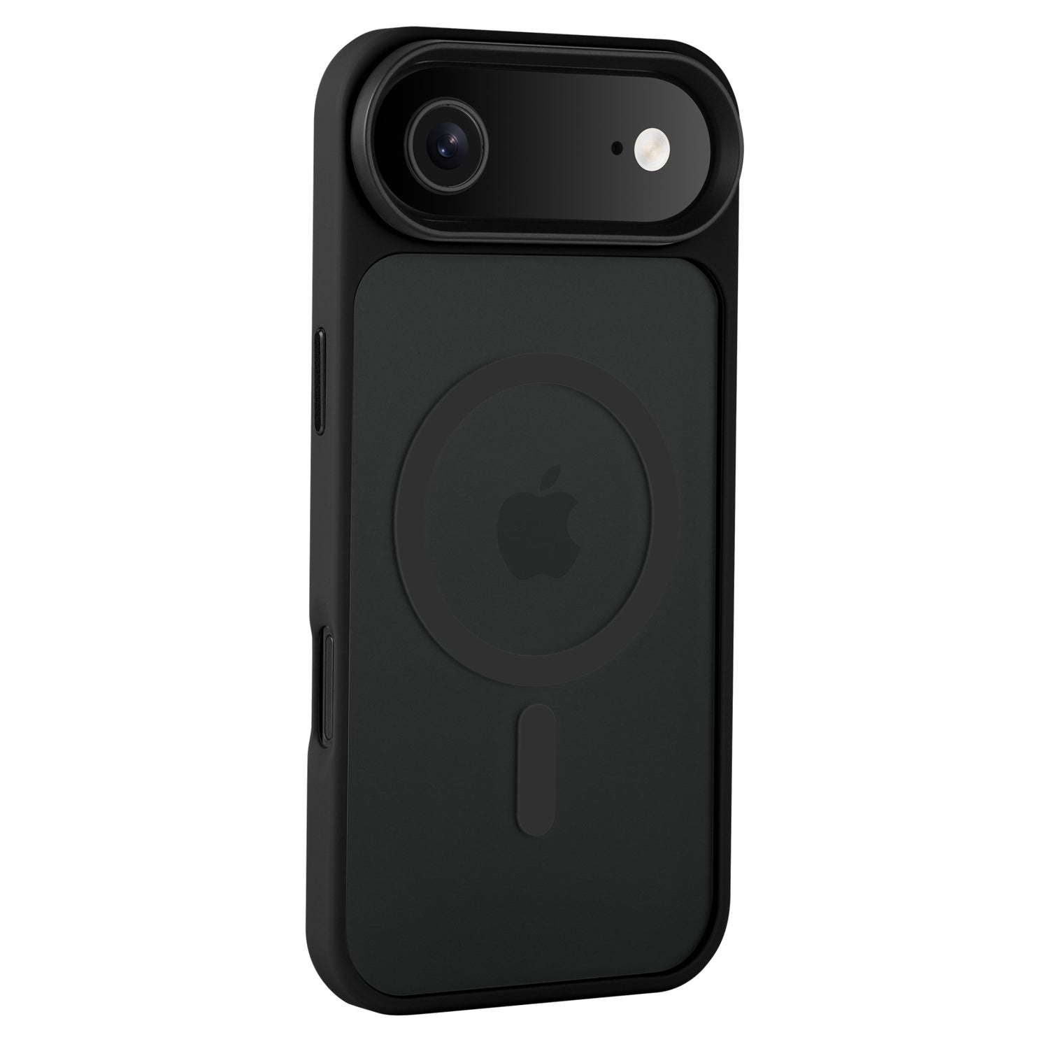 Das Arktis iPhone Air Solid Case mit MagSafe von Arktis bietet ein elegantes schwarzes Design, eine matte Oberfläche, präzise Kamera- und Blitzausschnitte, MagSafe-Kompatibilität und ein Apple-Logo auf der Rückseite.