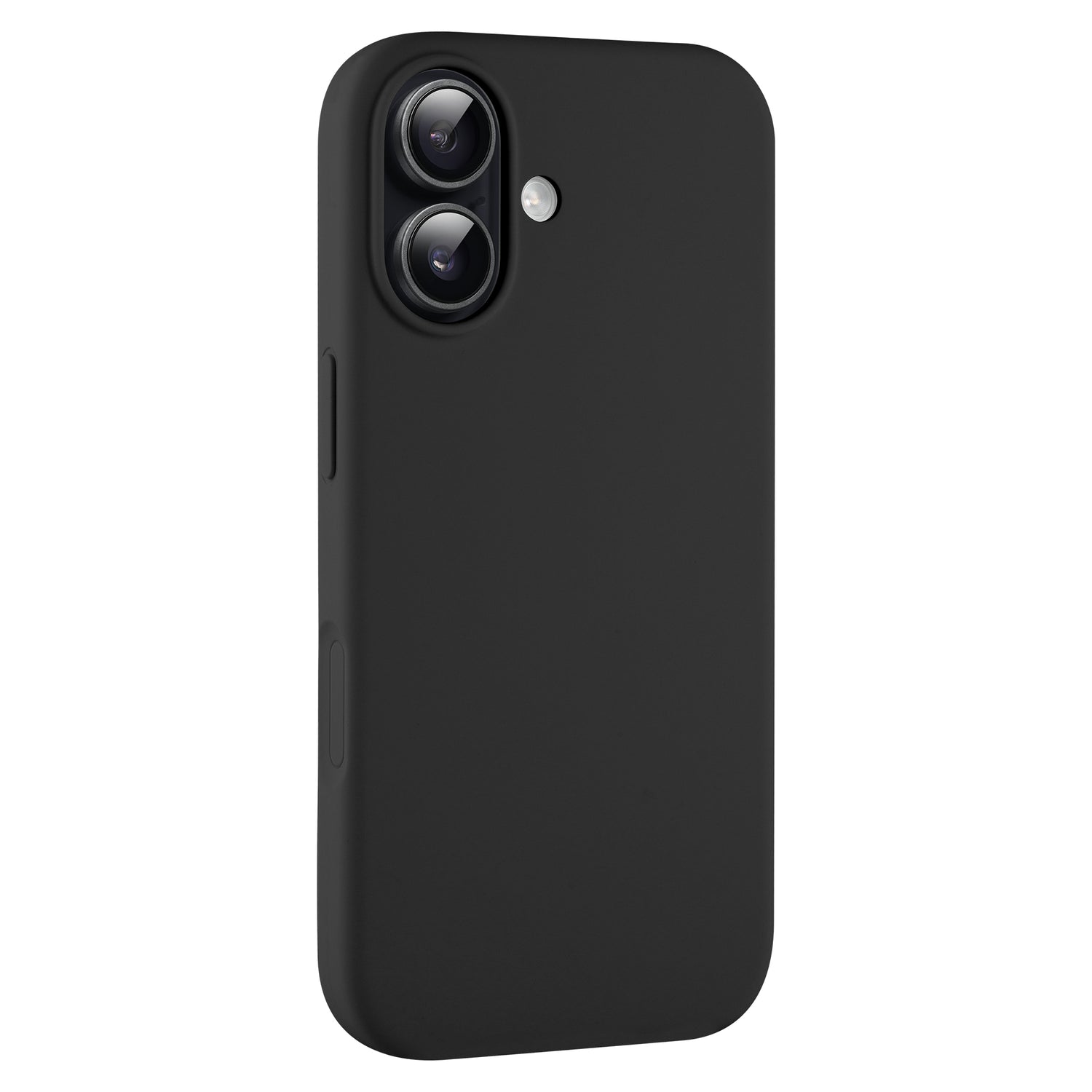 Das arktis iPhone 17 Silikon Case verfügt über präzise Ausschnitte für Kameralinsen und Blitz, unterstützt kabelloses Laden und wird vor einem weißen Hintergrund dargestellt.