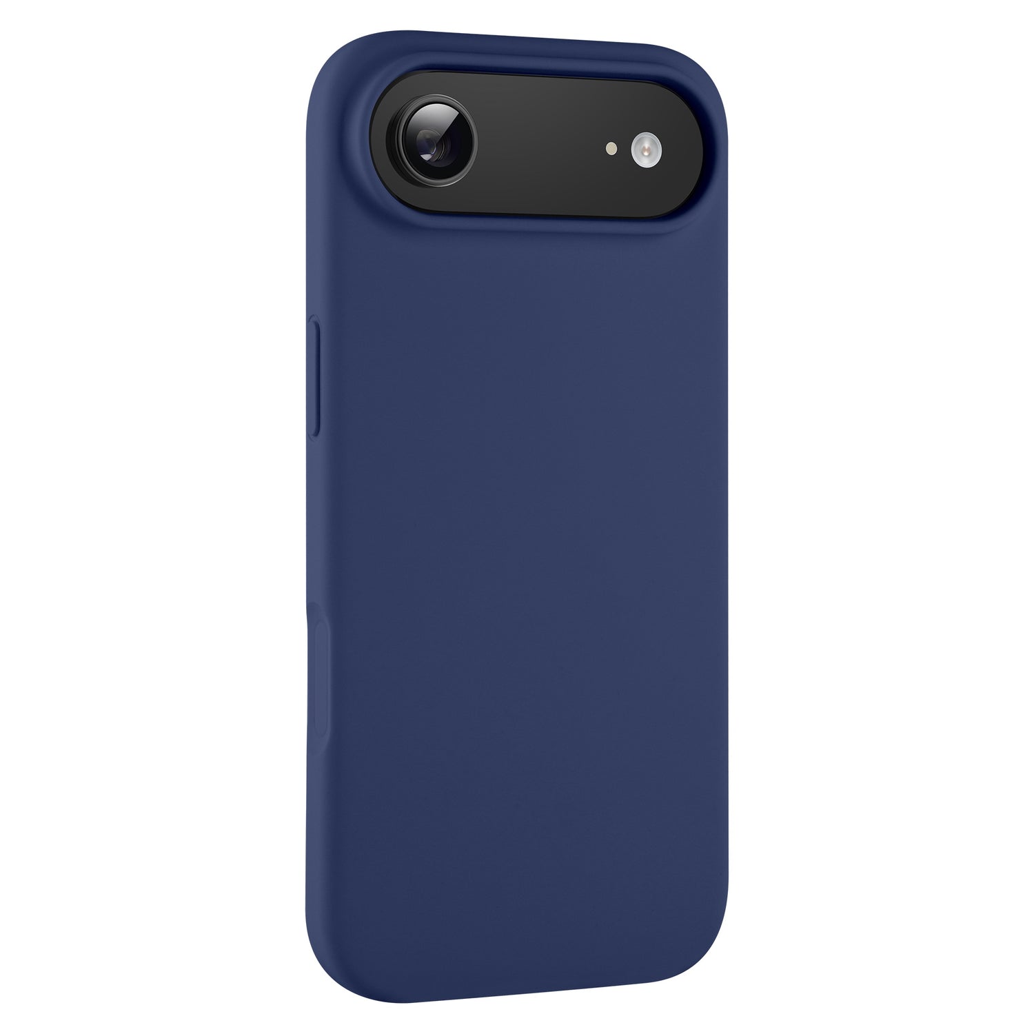 Das arktis iPhone Air Silikon Case in Dunkelblau passt perfekt zum iPhone 17, bringt die Rückkamera und den Blitz zur Geltung und unterstützt kabelloses Laden.