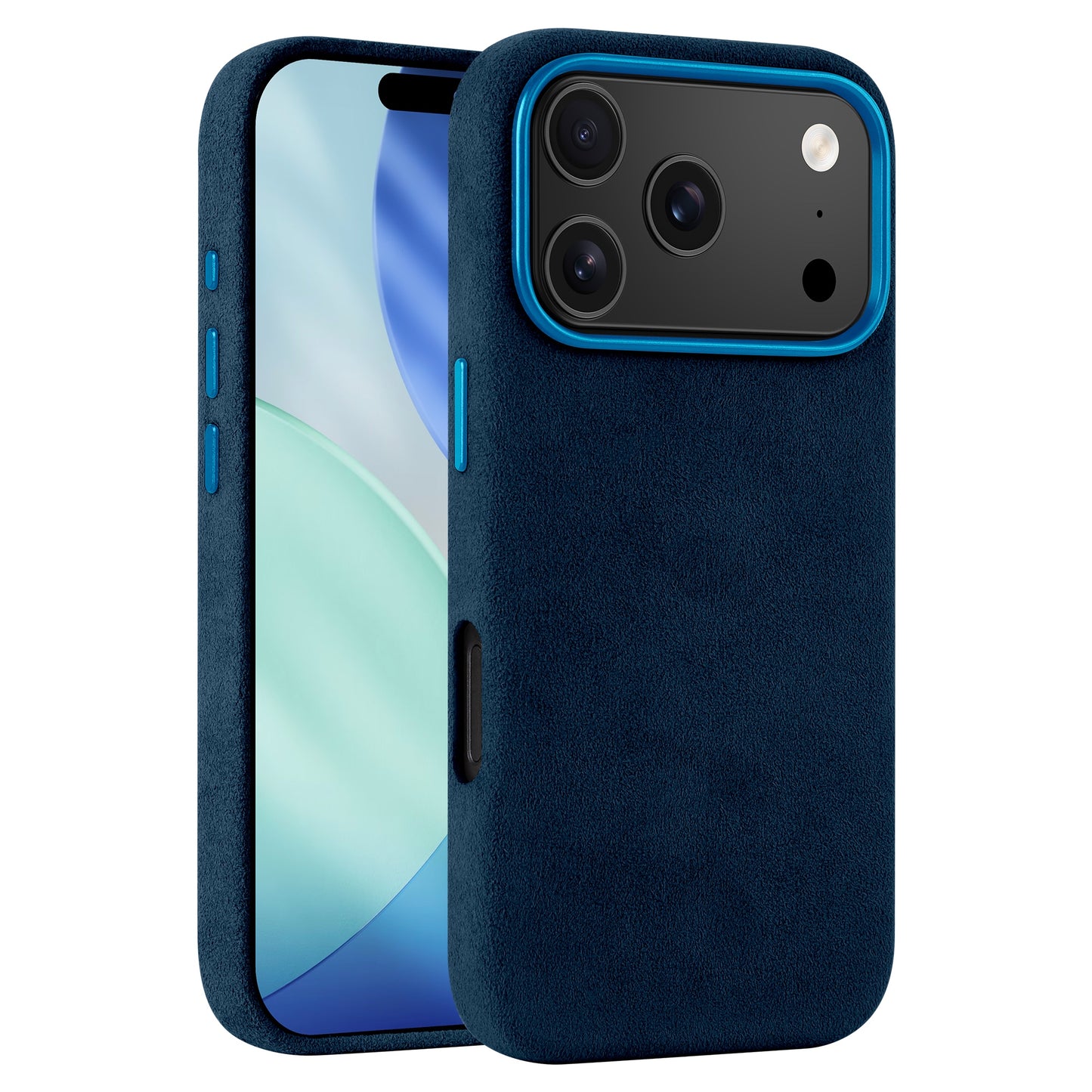 Die arktis iPhone 17 Pro Hülle aus Alcantara in Blau kombiniert stilvollen Schutz für das Frontdisplay und das rückwärtige Kameramodul und verleiht Ihrem iPhone 17 Pro einen hochwertigen Look.