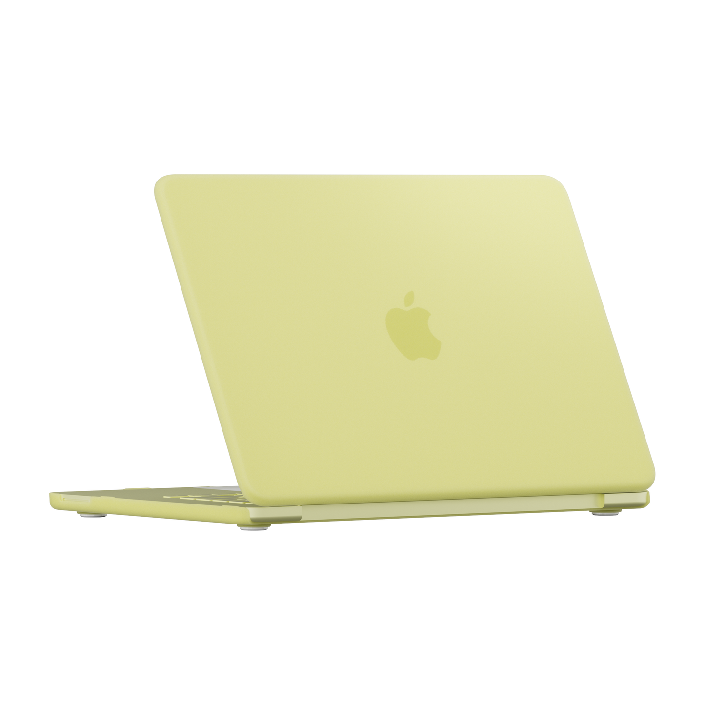 Ein hellgelbes Arktis Solid Case für das MacBook Neo, angebracht an einem geschlossenen MacBook.