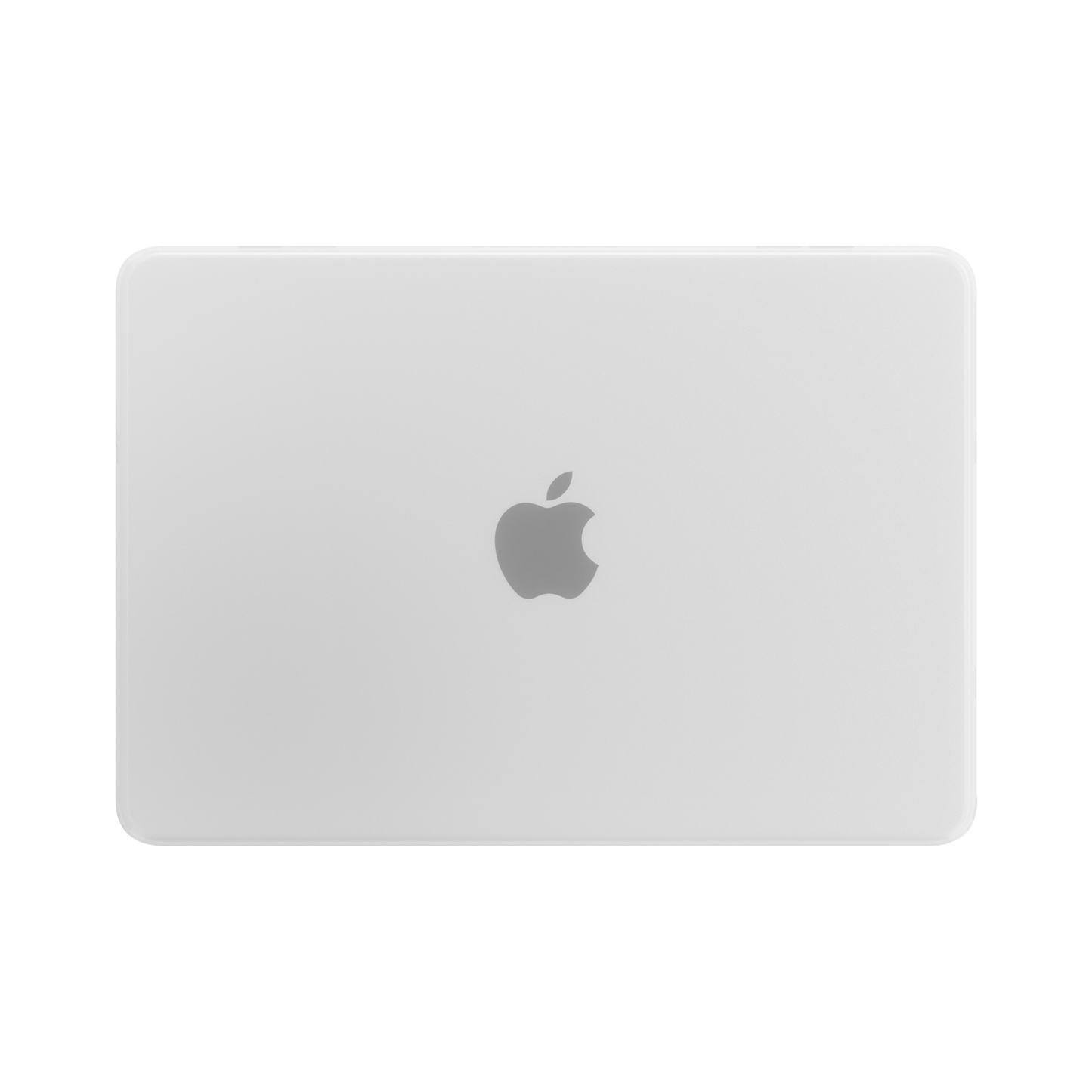 Durchscheinend-weißes Arktis Solid Case für das MacBook Neo auf einem Laptop-Deckel, auf dem in der Mitte ein Apple-Logo zu sehen ist.