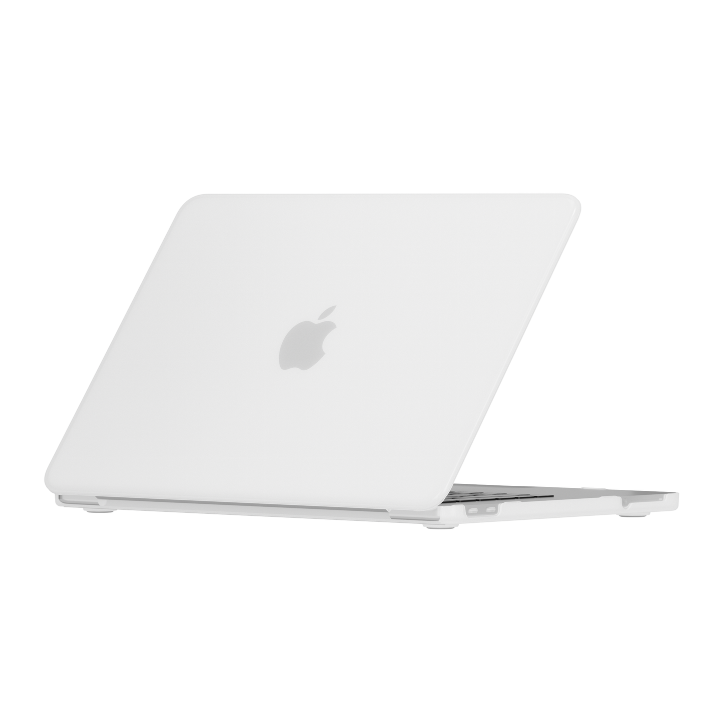 Die Rückansicht einer weißen, durchscheinenden Arktis Solid Case für MacBook Neo-Laptoptasche.