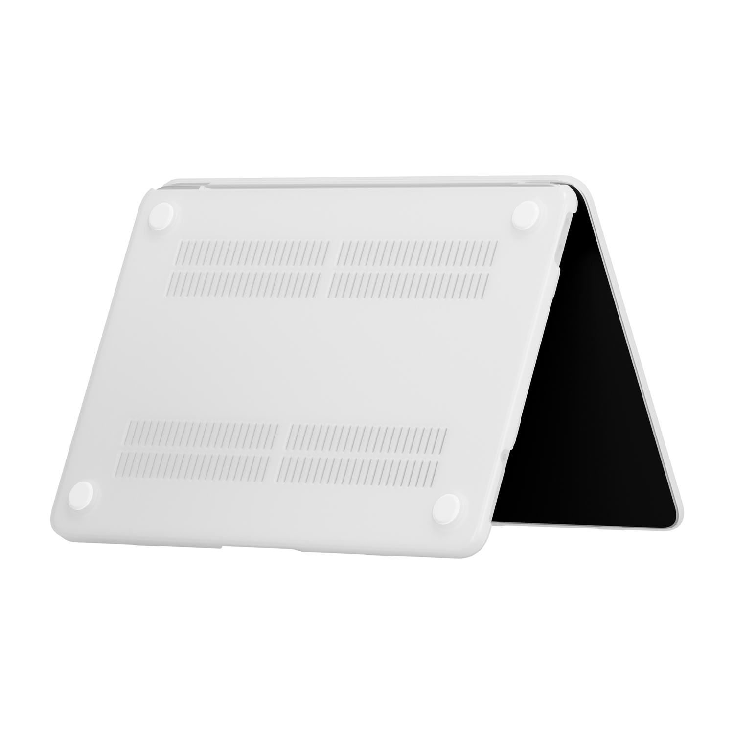 Weißes Arktis Solid Case für das MacBook Neo mit belüfteter Bodenplatte und vier Gummifüßen.