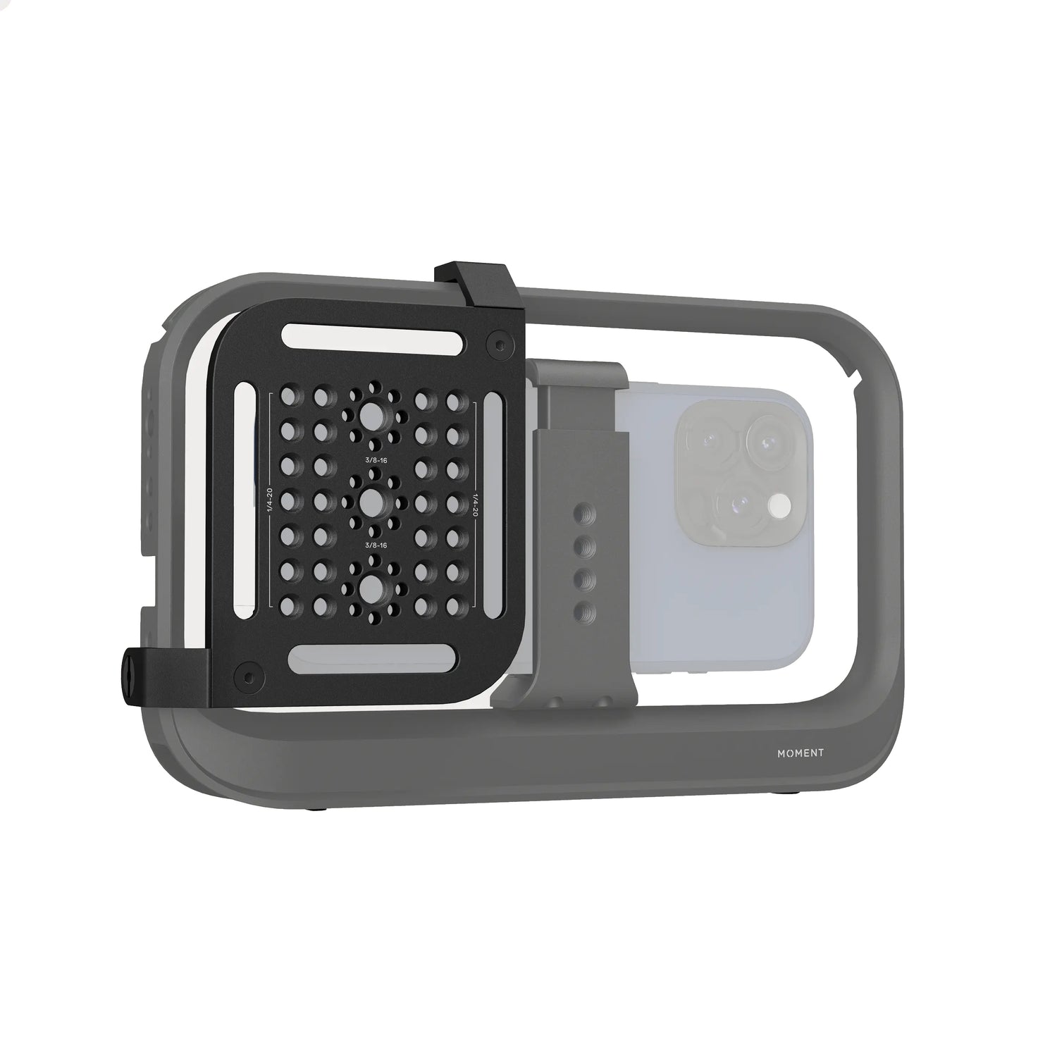 Die MOMENT Cheese Plate Mount von Supercage ist eine gelochte Montageplatte, die für Smartphone-Fotografie oder Videografie-Rigs entwickelt wurde.