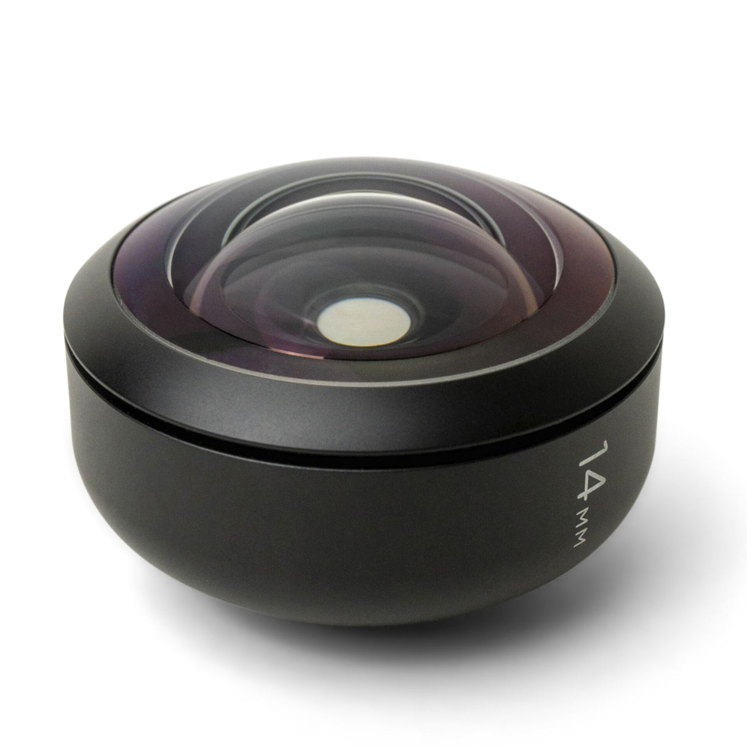 Das MOMENT 14-mm-Fisheye-Objektiv der T-Serie bietet ein weitwinkliges, abgerundetes Design auf weißem Hintergrund - ideal als iPhone Kamera Zubehör für die Aufnahme weitläufiger Szenen.