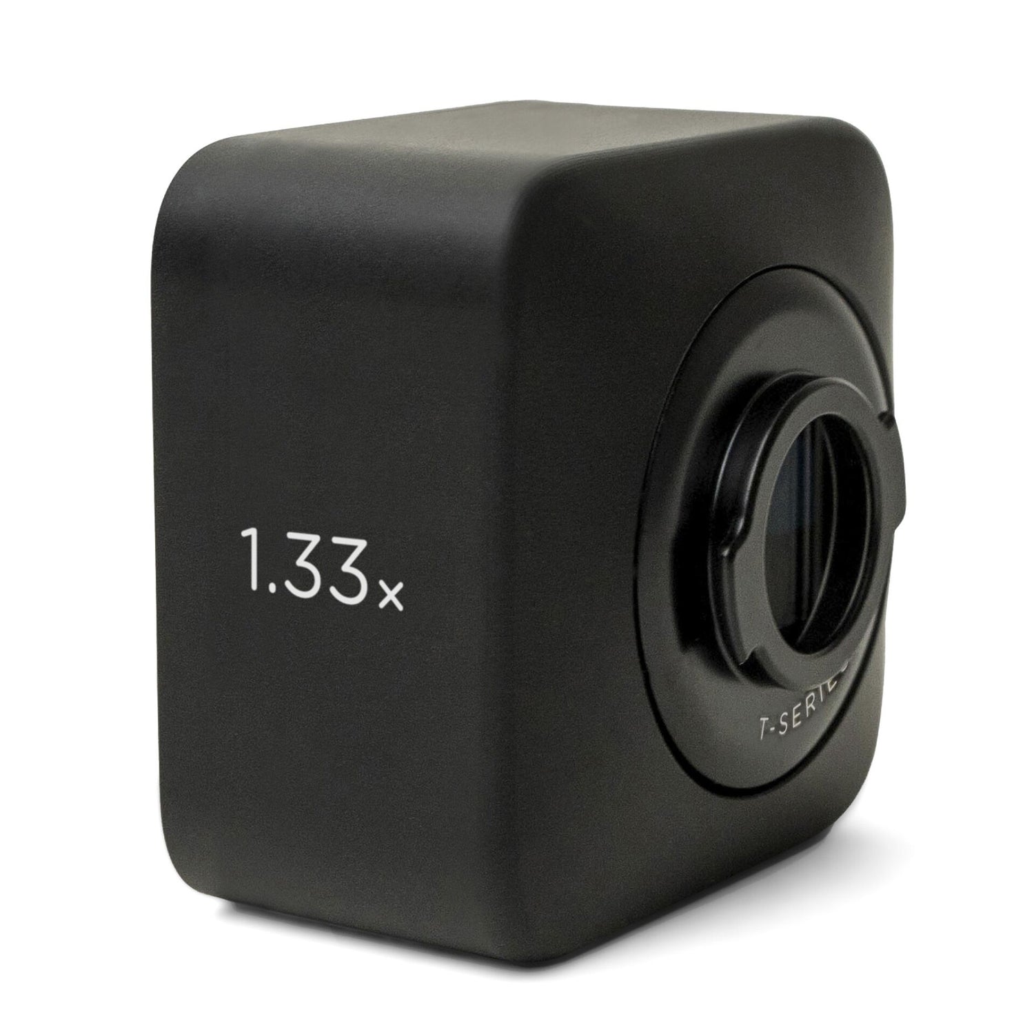 Das MOMENT 1,33x Anamorphot-Objektiv der T-Serie, ein schwarzer Adapter mit T-SERIES-Schriftzug, eignet sich perfekt für das Filmen mit dem Smartphone und die Aufnahme von atemberaubenden Breitbildaufnahmen mit Ihrem Gerät.