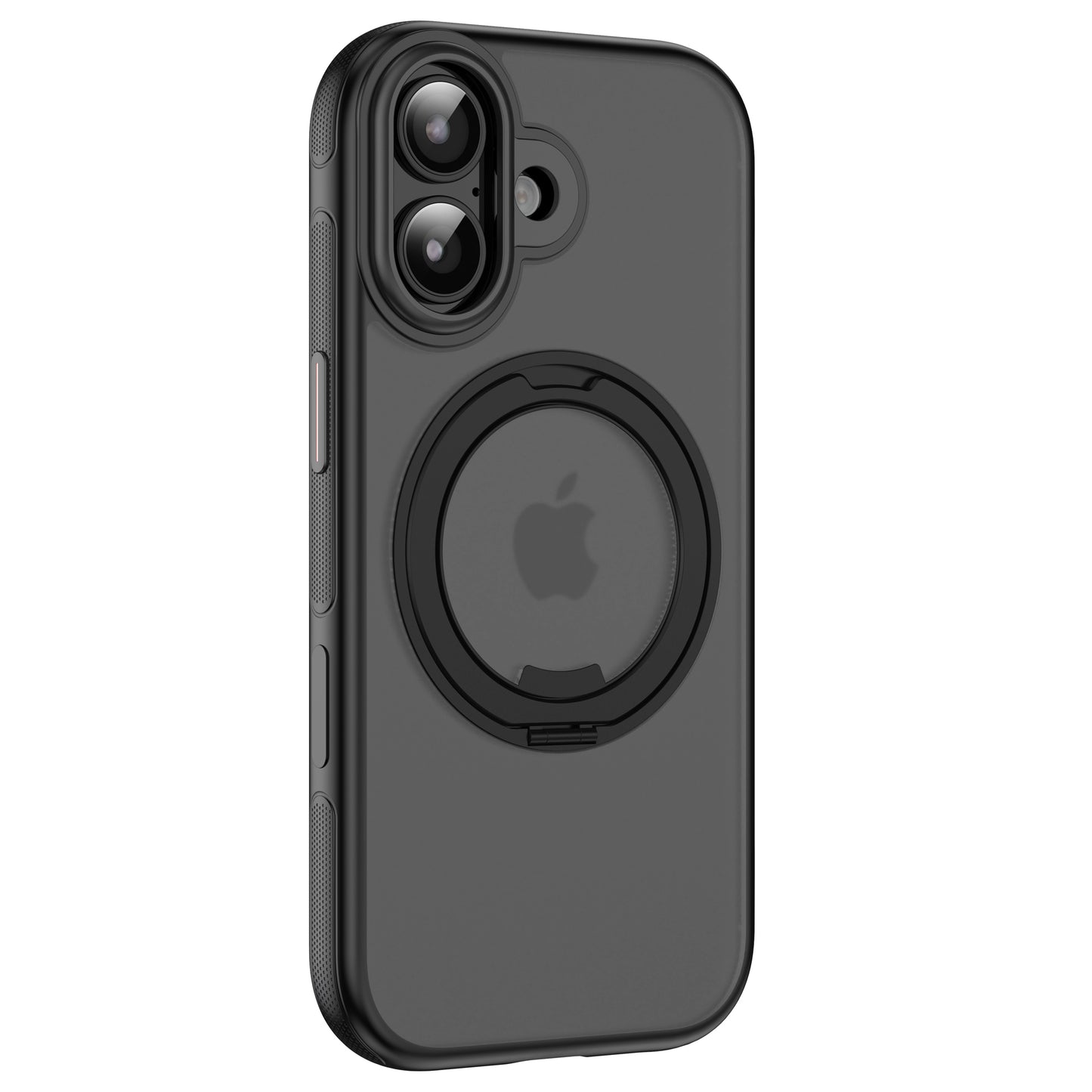 Das arktis iPhone 17 GripCase von arktis ist ein elegantes schwarzes Etui mit einem kreisförmigen MagSafe-kompatiblen Ring und einer Kameraaussparung auf weißem Hintergrund.