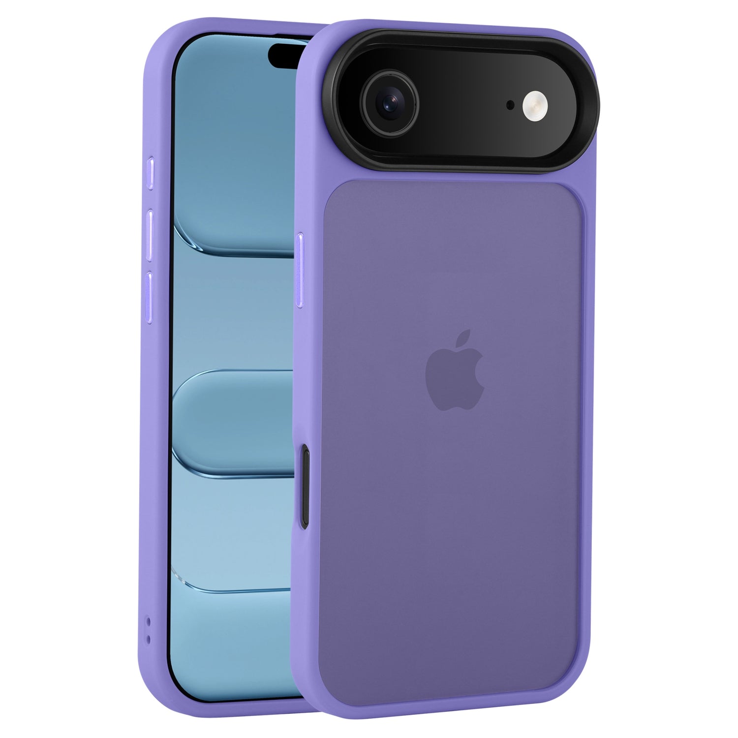 Ein lilafarbenes iPhone in einem Arktis arktis iPhone Air Solid Case aus mattem Polycarbonat und stoßabsorbierendem TPU-Silikon hebt sowohl das Frontdisplay als auch die rückwärtige Kamera hervor.