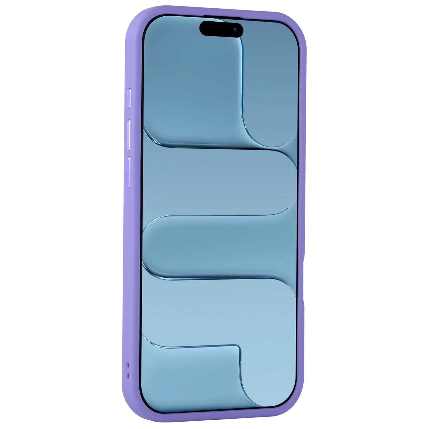 Das Arktis iPhone Air Solid Case von Arktis ist ein mattes, stoßabsorbierendes TPU-Silikon-Case in Lila. Auf dem Display ist ein schräg dargestelltes, blaues abstraktes Muster zu sehen.