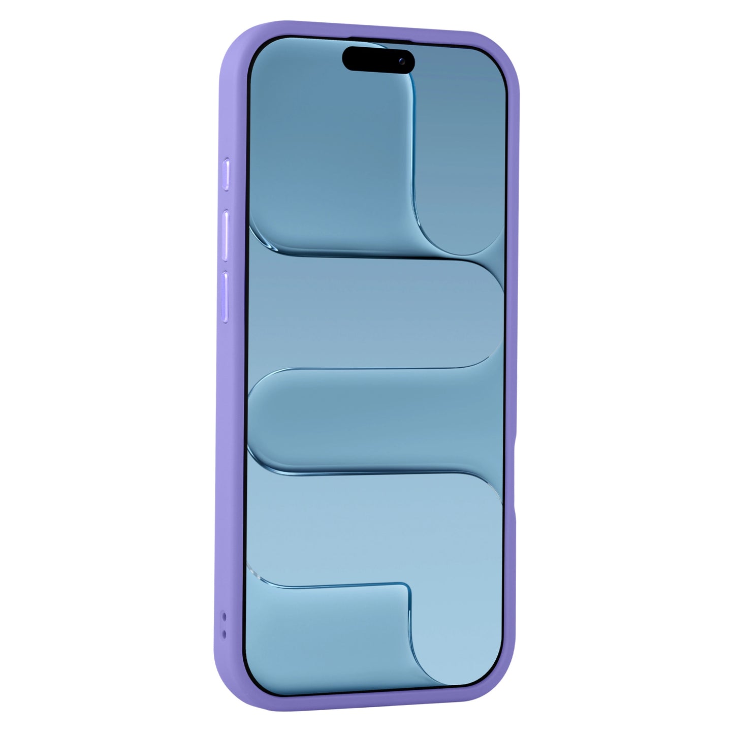 Ein Arktis iPhone Air Solid Case mit MagSafe von Arktis, abgebildet mit einer lila TPU-Silikon Schutzhülle und einem blauen abstrakten Bildschirmdesign.
