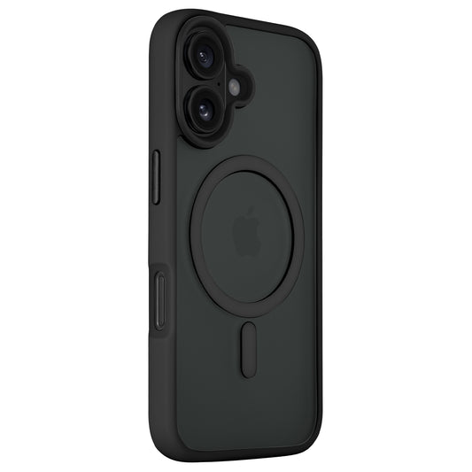 Das Arktis iPhone 16 Plus Solid Case von Arktis verfügt über einen MagSafe-Ring, ein Apple-Logo, eine stoßdämpfende TPU-Silikon-Konstruktion und einen minimalistischen, matten Look, sowohl von hinten als auch von der Seite.