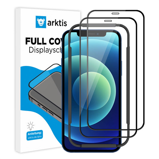 ArktisPRO iPhone 12 FULL COVER Displayschutz GLAS - hüllenfreundlich - 2er Set
