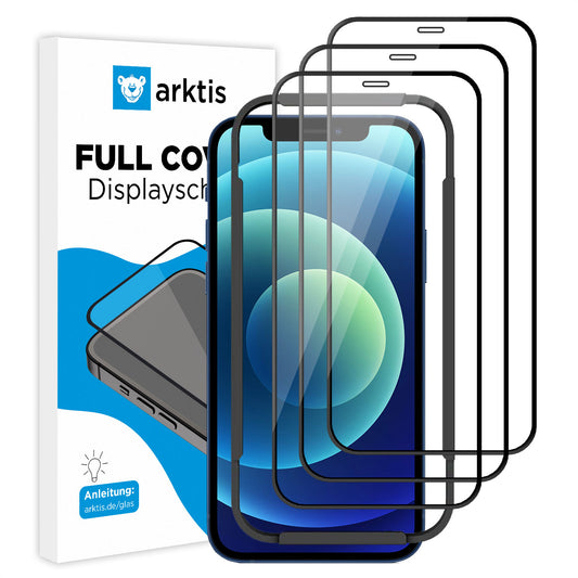 ArktisPRO iPhone 12 FULL COVER Displayschutz GLAS - hüllenfreundlich - 3er Set