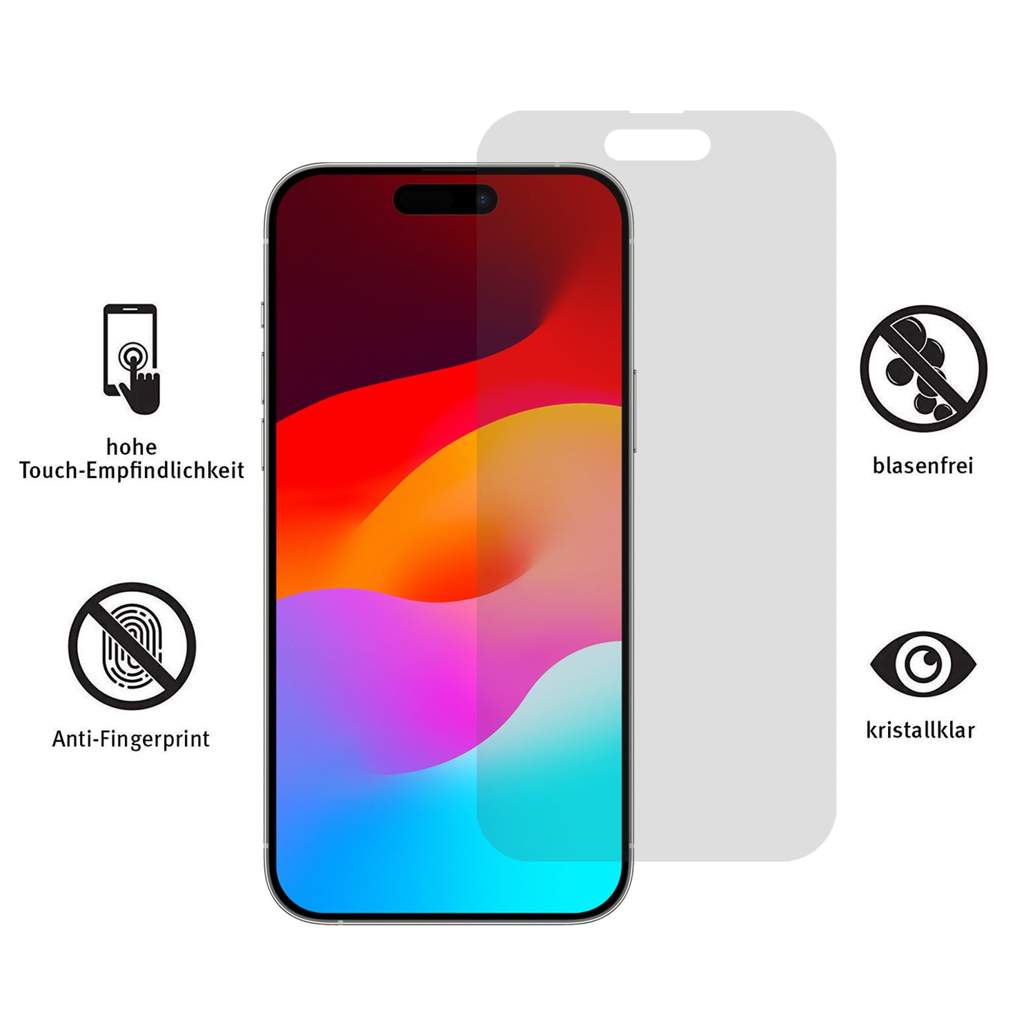 ArktisPRO 6 x Schutzfolie iPhone 15 Pro Displayschutzfolie Anti